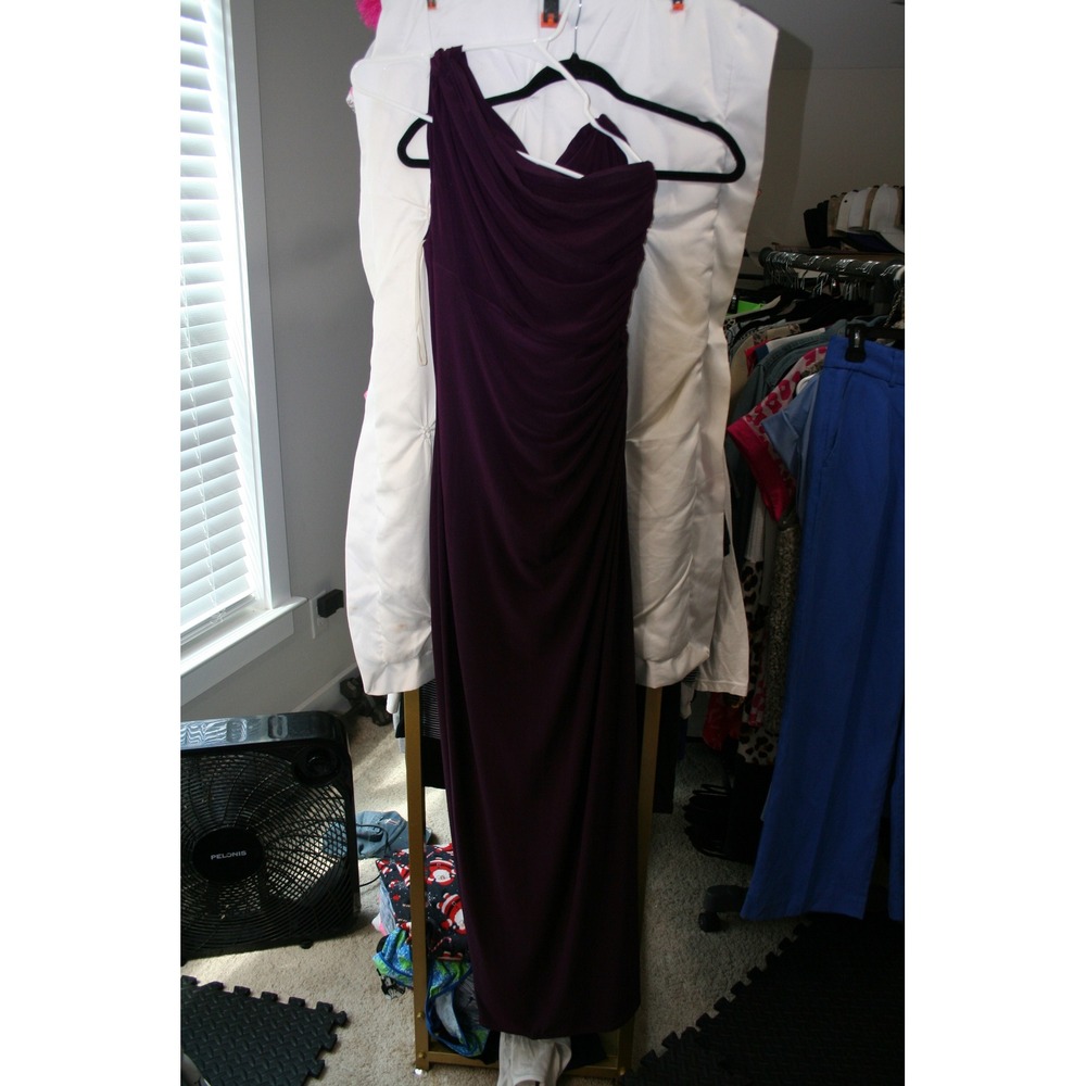 American Living Womens One Shoulder Maxi Dress Plum Purple Ruched Gown Size 6